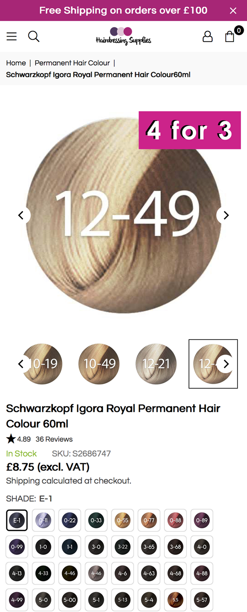 Hairdressing Supplies Product Page before