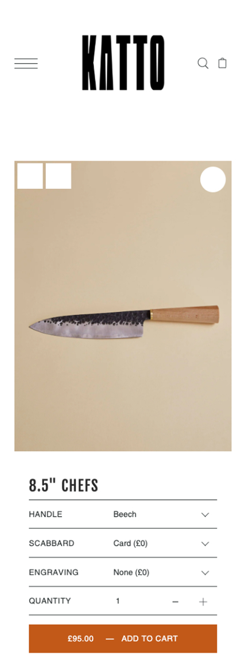 Katto Product Page before