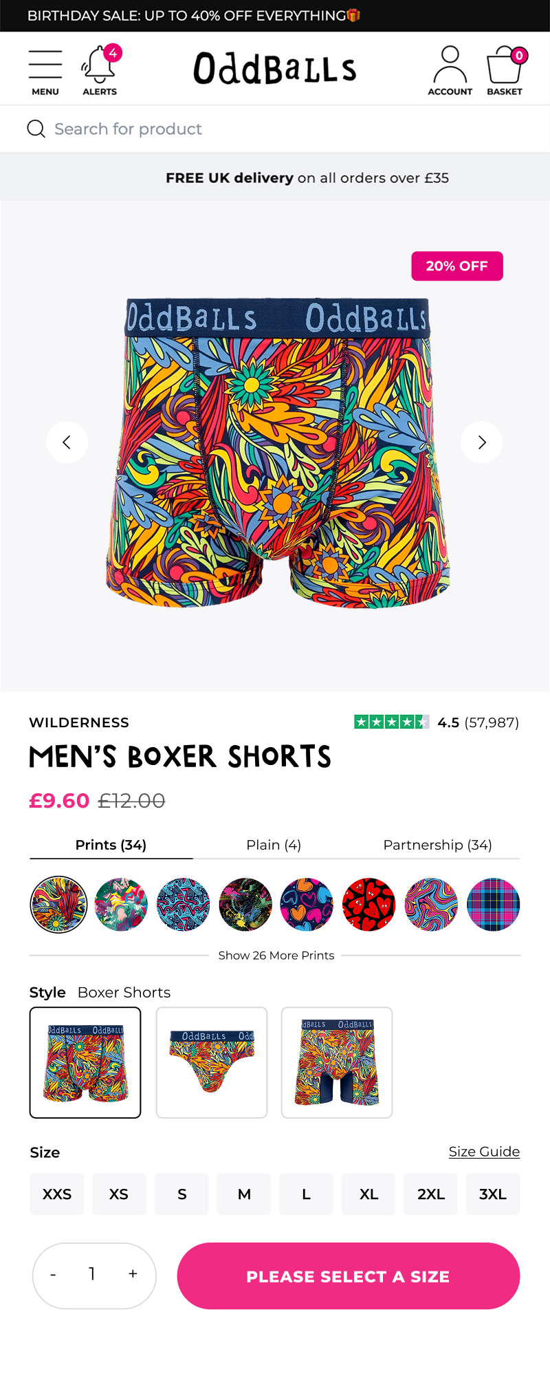 OddBalls Product Page after